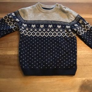 HM boys sweater navy fair isle fox